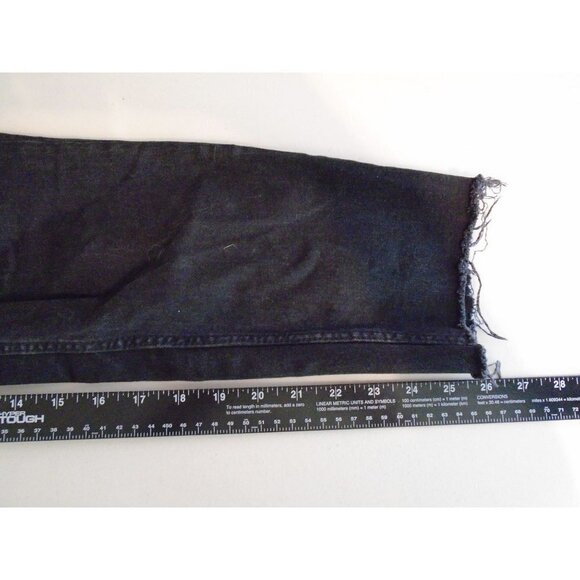 Divided Black Skinny Jeans Embroidered red roses Raw Hem Black Jean Women - Picture 6 of 6